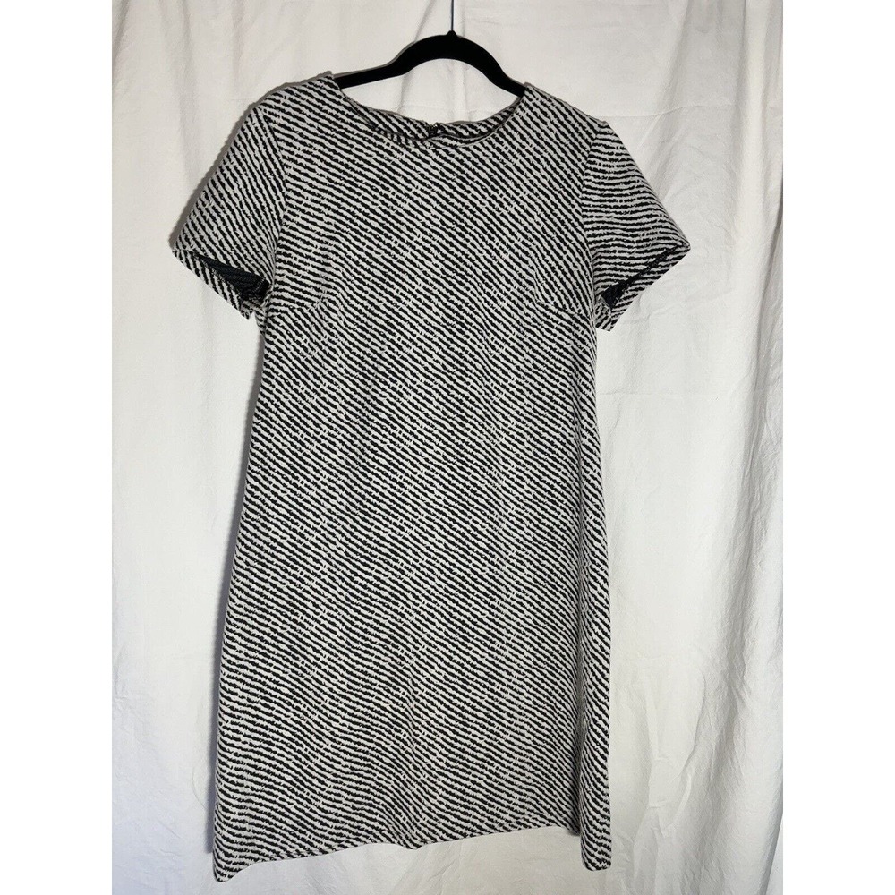 NWT Calvin Klein Black & White Short Sleeve Dress Exposed Zipper Size‎ 12 EUC P9